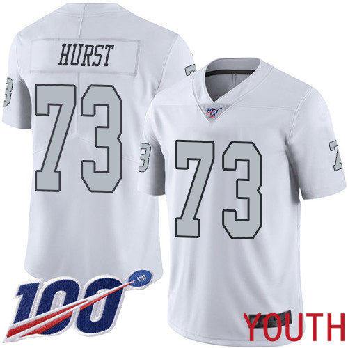 Oakland Raiders Limited White Youth Maurice Hurst Jersey NFL Football #73 100th Season Rush Vapor Jersey->youth nfl jersey->Youth Jersey